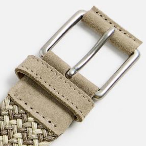 ?NWOT. Zara Taupe Brown Braided Woven Stretch Elastic Belt. Size M.